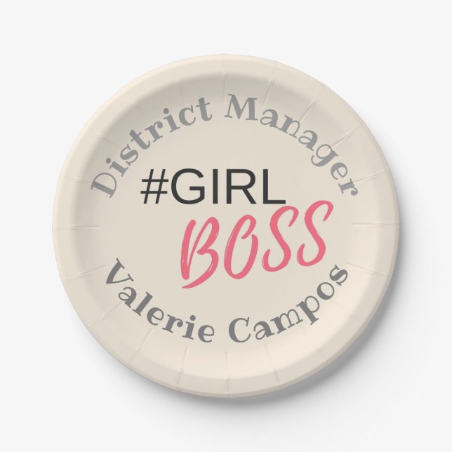 Girl Boss Personalized Paper Plates (Front)