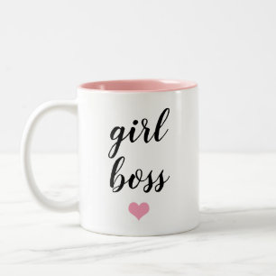Girl Boss pink elegant typography Two-Tone Coffee Mug