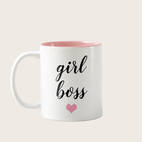Girl Boss pink elegant typography Two-Tone Coffee Mug Girl Boss pink elegant typography Two-Tone Coffee Mug