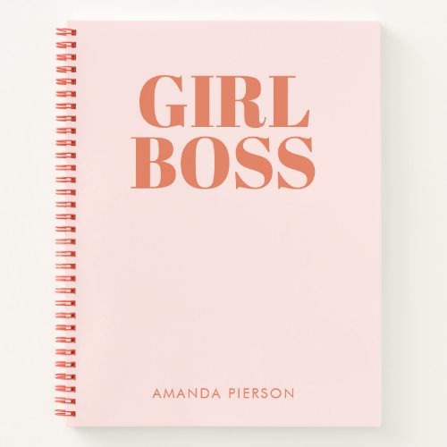 GIRL BOSS Pink Red Retro Calligraphy  Notebook