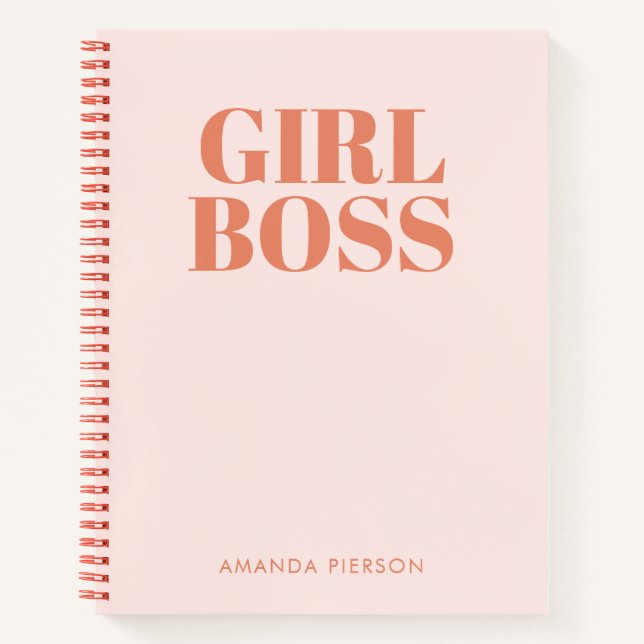GIRL BOSS Pink Red Retro Calligraphy  Notebook (Front)
