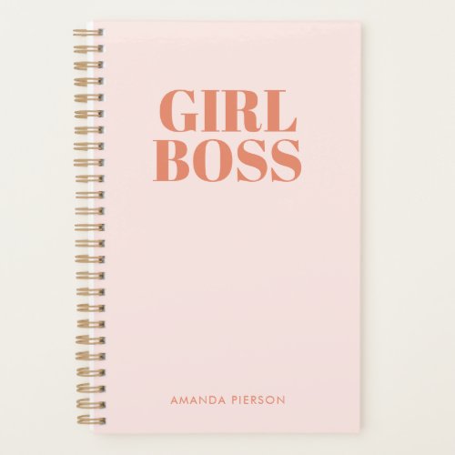 GIRL BOSS Pink Red Retro Calligraphy  Planner