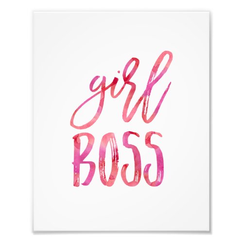 Girl Boss  Pink Watercolor Art Print