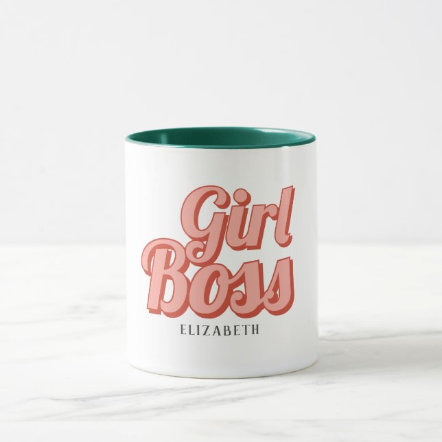 Girl Boss Retro Customized name Coffee Mug (Center)