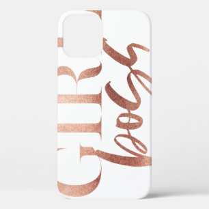 Girl Boss Rose Gold Black Text iPhone 12 Case