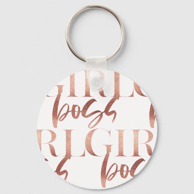 Girl Boss | Rose Gold Black Text | Keychain (Front)