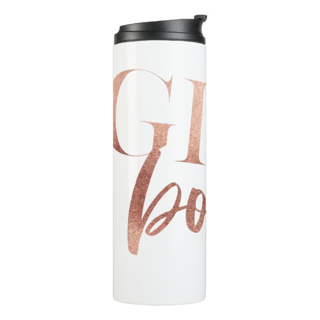 Girl Boss | Rose Gold Black Text | Thermal Tumbler (Rotated Left)