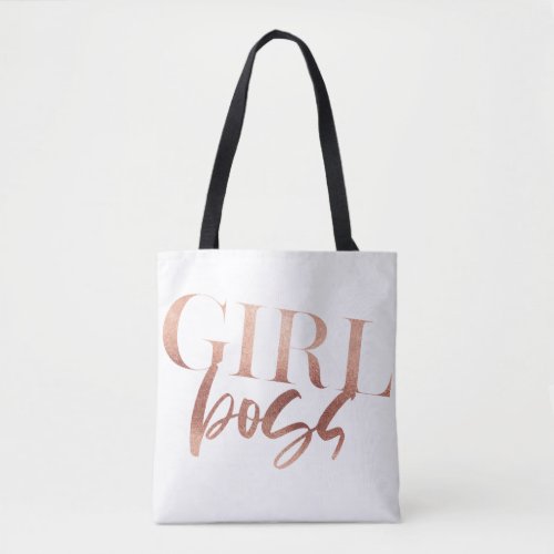 Girl Boss  Rose Gold Black Text  Tote Bag