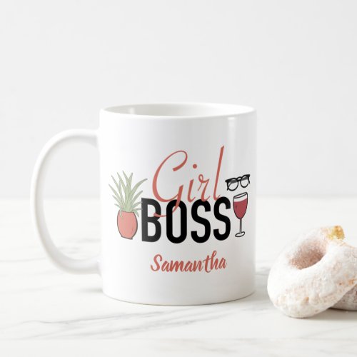 Girl Boss Text with Name _ Women Empowerment Coffee Mug