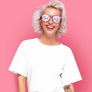 "Girl Boss" Trendy Script Typographic Retro Sunglasses