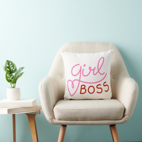 Girl Boss Typography Any color Throw Pillow