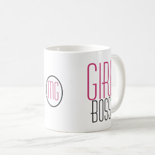 Girl Boss typography/Monogram Initials Coffee Mug