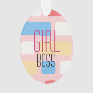Girl Boss Typography Monogram Initials on back Ornament