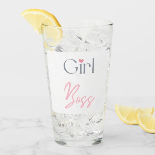 Girl Boss Word Text Minimalistic Glass Tumbler