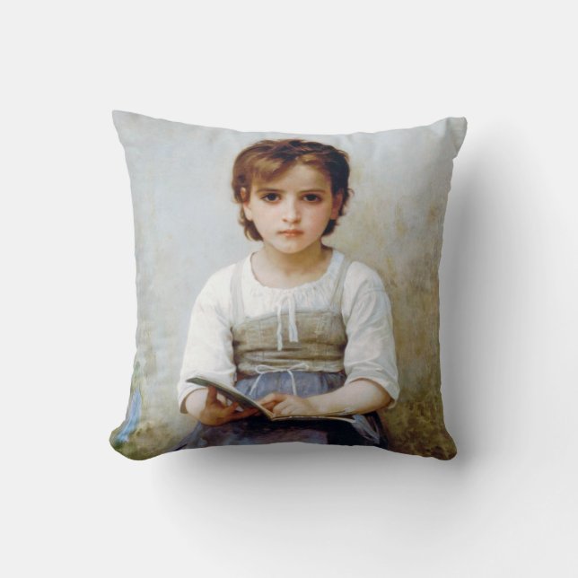 Girl, Bouguereau Throw Pillow (Front)