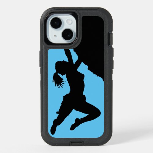 Girl bouldering silhouette iPhone 15 case