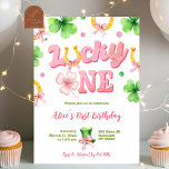 Girl Bow Glitter Lucky One St Patrick 1st Birthday Invitation<br><div class="desc">Pink Bow Glitter St Patrick First Birthday Invitation,  Lucky One Girl 1st Birthday Invite,  Editable Shamrock Kids Birthday Party</div>