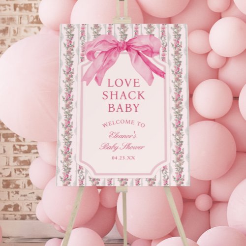 Girl Bow Love Shack Baby Shower Welcome Sign