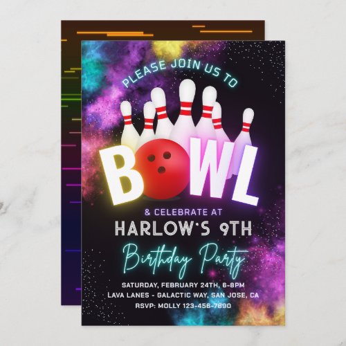 Girl Bowling Party Invitation  Bowling Invitation