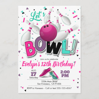 Girl Bowling Party Invitation for Bowling Party