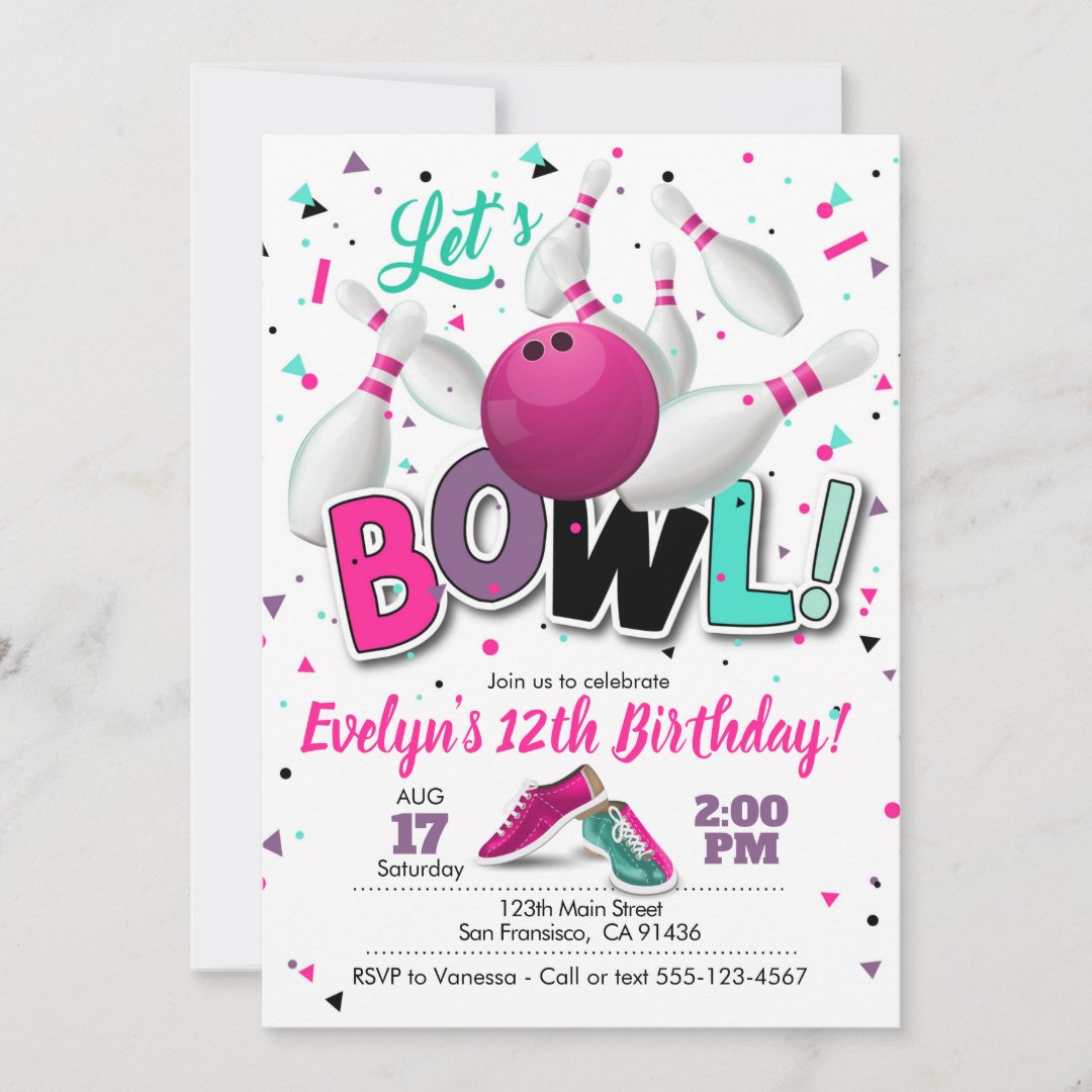 Girl Bowling Party Invitation for Bowling Party | Zazzle