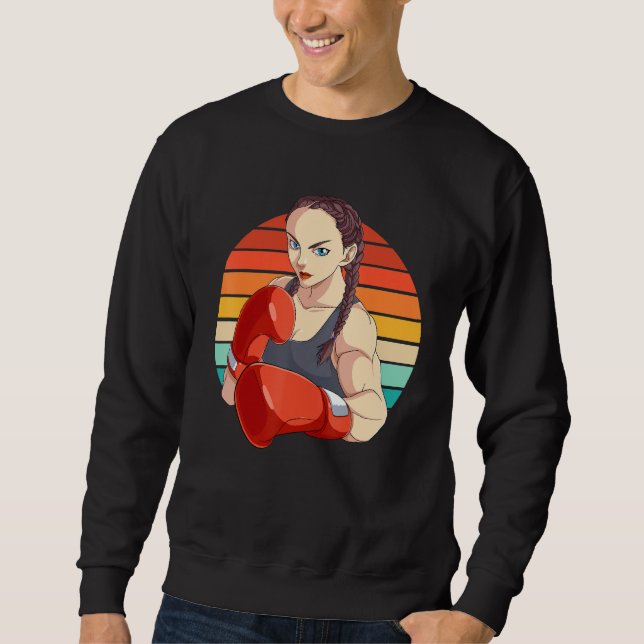 Girl Boxer Female Fighter Women Boxing Knockout Sweatshirt (Front)