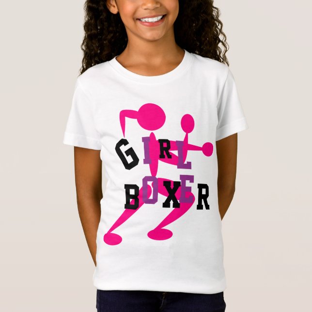 GIRL BOXER  Tshirt Purple Pink ADD NAME on Back (Front)