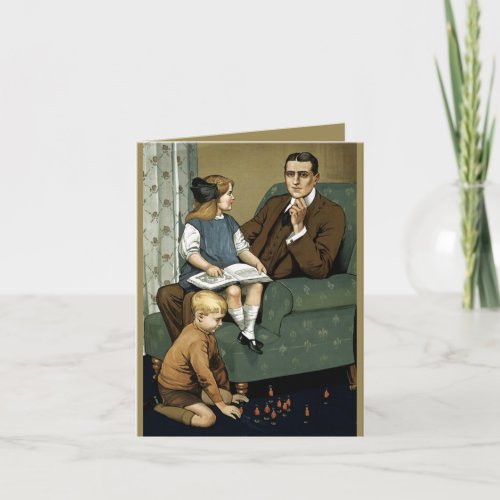Girl boy Fathers Day note card