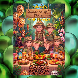 Girl Boy Fun Jungle Safari Birthday Party Monkeys Invitation