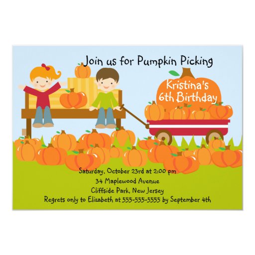 Pumpkin Picking Birthday Party Invitations 7