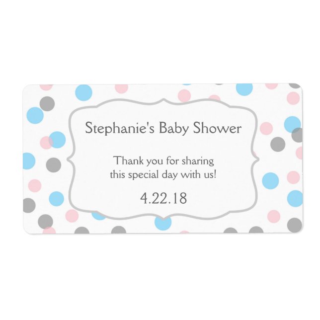 Girl boy twins / gender reveal water bottle favor label (Front)