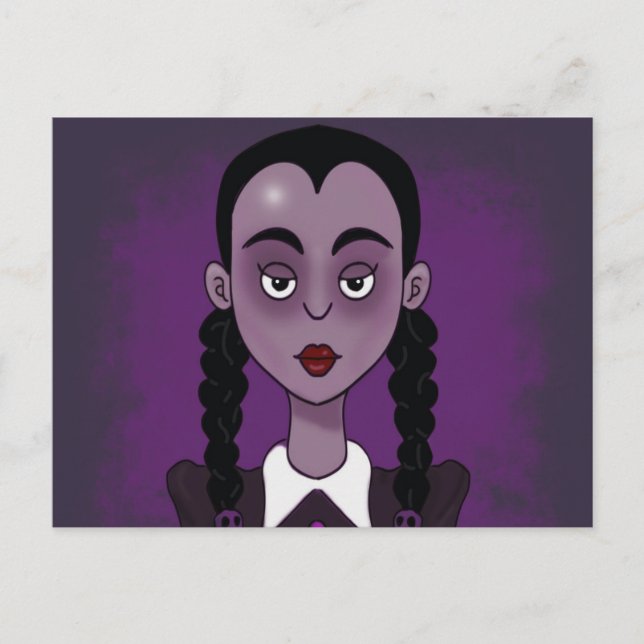 GIRL BRAIDS GOTHIC EMO ART Postcards (Front)