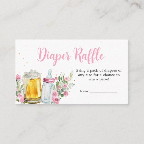 Girl Brewing Beer and Bottle Diaper Raffle Enclosure Card