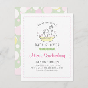 Girl Bubble Bath Baby Shower Invitation