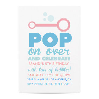 (Girl) Bubble Party Themed Birthday Invite
