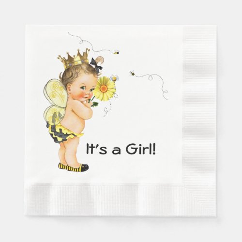 Girl Bumble Bee Baby Shower Paper Napkins