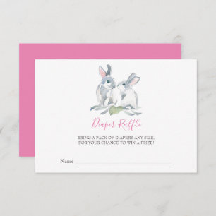 Girl Bunny Baby Shower Diaper Raffle Invitation