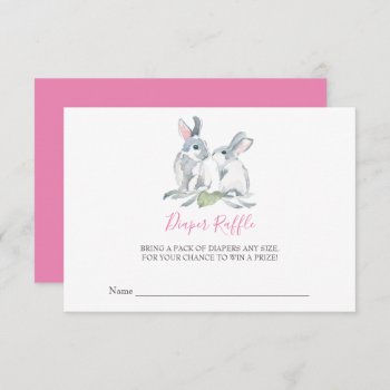 Girl Bunny Baby Shower Diaper Raffle Invitation by VGInvites at Zazzle