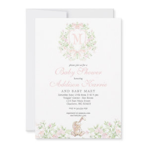 Girl Bunny Baby shower invitation