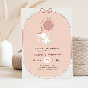 Girl Bunny Pink Bow Baby Shower Invitation