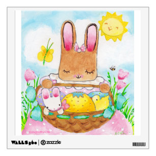 Girl bunny with Easter Basket wall decal