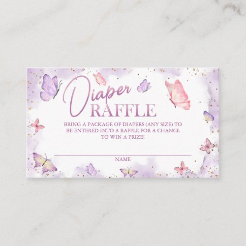 Girl Butterfly Baby Shower Diaper Raffle Place Card