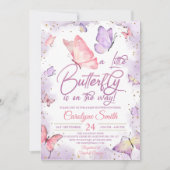 Girl Butterfly Baby Shower Invitation 