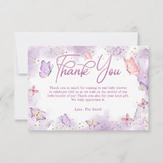 Girl Butterfly Baby Shower Thank You Card