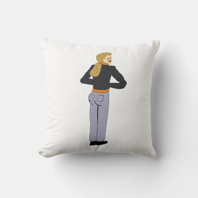 girl button throw pillow (Front)