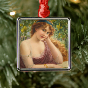 Girl by Lemon Tree by Emile Vernon Metal Ornament