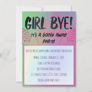 Girl Bye A Going Away Design Invitation