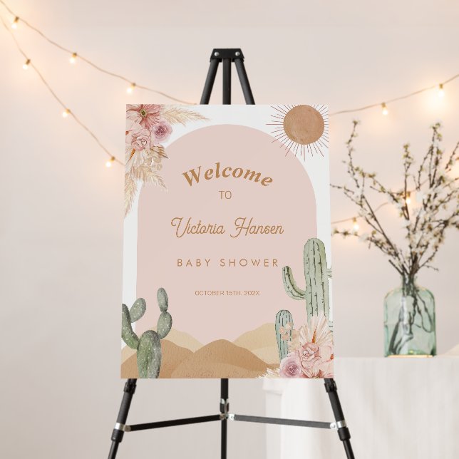 Girl Cactus Desert Baby Shower Sign Southwestern (In Situ (Stand))
