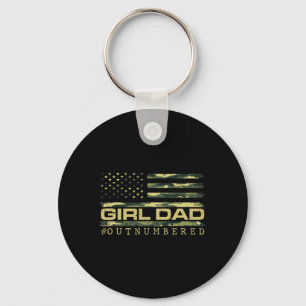 Girl Camo Dad American Usa Flag Dad Of Girls 4th O Keychain
