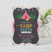 Girl camp birthday invitation (Standing Front)